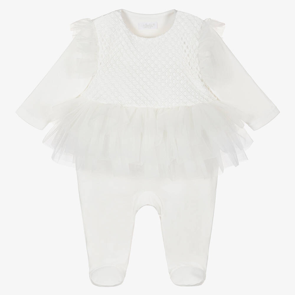 Sofia Ivory Cotton & Tulle Babygrow size 12 months
